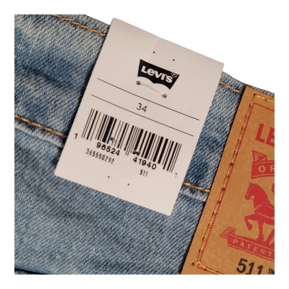 NEW Levi's 511 Blue Denim Cut Off Jean Shorts 11" Waist 34 Light Wash Jorts - Picture 6 of 16